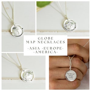 World Map St Christopher Necklaces - Personalised Men's Travel Pendant - Alternative Silver Globe Necklace Travel Gift - Saint Christopher