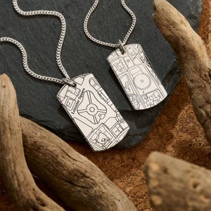 Benutzerdefinierte Street Map Dog Tag Silber Halskette - Maßgeschneiderte Landkarte Dog Tag Silber Anhänger