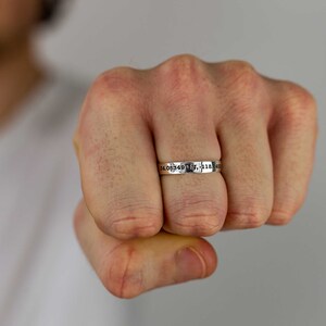 custom location latitude longitude coordinates silver band ring