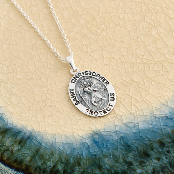 Collana Con Ciondolo Inciso Di San Cristoforo In Argento Sterling Per Donne E Uomini - Foto 14