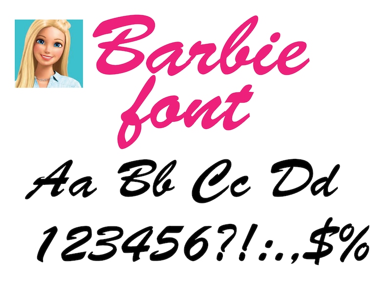 BARBIE FONT ALPHABET / Girls font / Barbie letters and numbers | Etsy