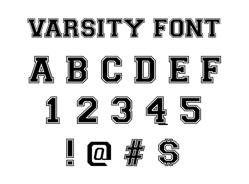Varsity Font Svg Varsity Alphabet Svg College Varsity Ttf Etsy