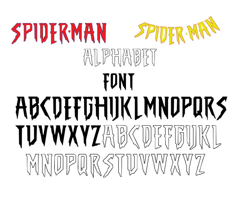 SPIDERMAN FONT SVG SpiderMan Alphabet svg SpiderMan letters | Etsy