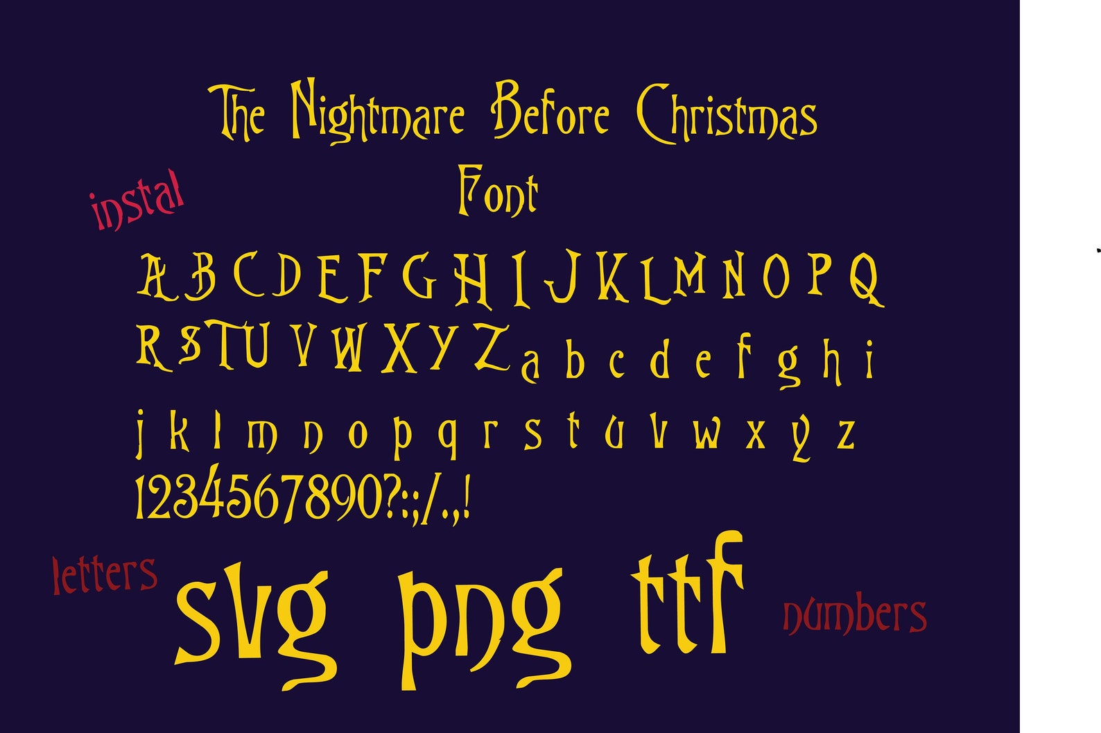 The NIGHTMARE BEFORE CHRISTMAS Font / Alphabet Nightmare | Etsy