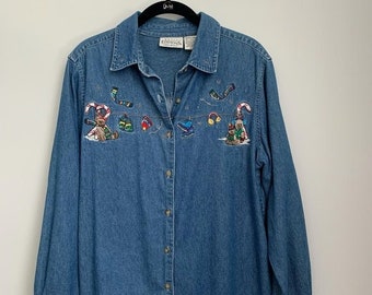 Christmas denim shirt clearance