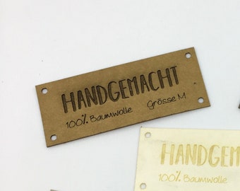 Labels made of SnapPap "Handmade", 60 x 25 mm self-design, patch made of SnapPap, vegan handmade label, label made of SnapPap, washable