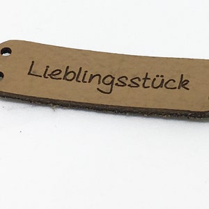 Leder-Etikett &quot;Lieblingsstück&quot; 40 x 12 mm, Leder Aufnäher, Leder Patch in 15 Farben