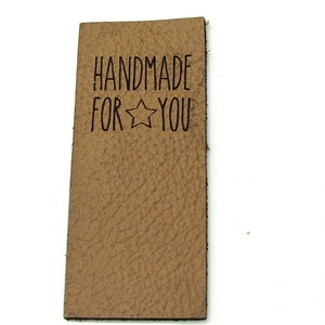 Leder Labels für Mützen, braun, Handmade Label, Lederpatch, Aufnäher Handmade aus Leder, Handmade for you