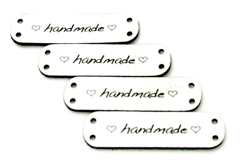 Leather labels Handmade 40 x 12 mm, leather labels handmade, leather patches for homemade items, 15 colors available White