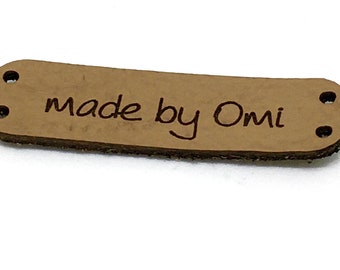 Leather label "Made by Omi", leather label, leather patch in 15 colors