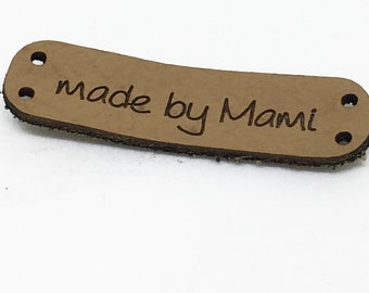 Leather label "made by Mami", leather patch, leather patch, leather label in 15 colors