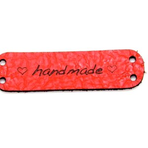 Leather labels Handmade 40 x 12 mm, leather labels handmade, leather patches for homemade items, 15 colors available Red