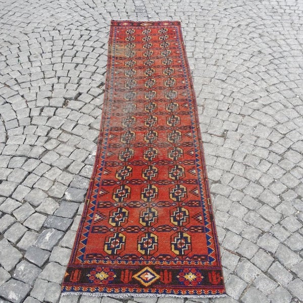 Persian Runner Rug 10x2.2 ft,entryway rug,long rug runer,vintage rug,hallway rug,long persian rug,turkish rug,Red oushak rug,colorful rug