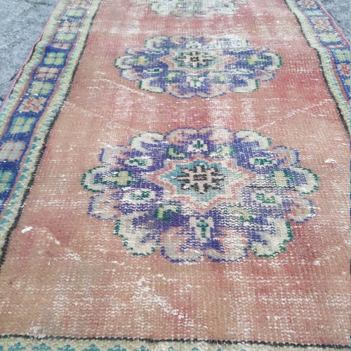 Pink Runner Rug, 2.5X5.1 Vintage Runner, Turkish Runner Rug, Oushak Runner Rug, Hallway Runner 2X6, Entry Runner, Turkey Carpet online Runner,2845