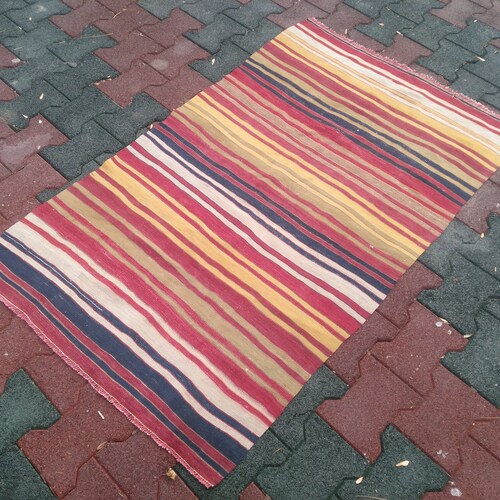 Shops Kilim Rug, nursery Rug, kilim Rug, hand knotted Rug, 5.8x3.5 ft, 108x178cm, vintage Turkish Rug, stripes Rug