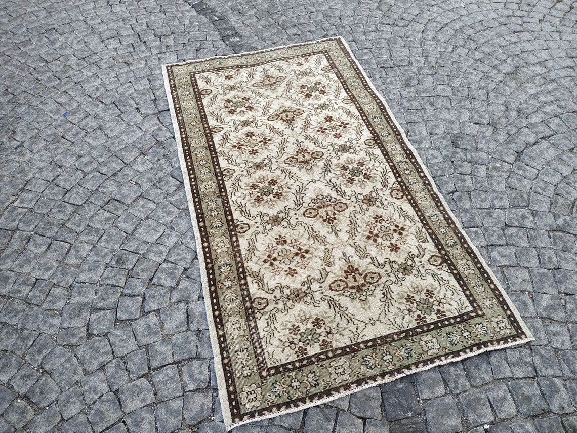 Grauer Teppich Läufer 38x7 ftvintag türkischer TeppichFlur | Etsy