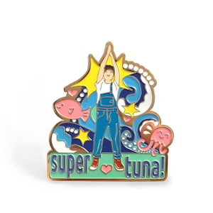Jin Super Tuna enamel pin | 2 inch tall BTS memorabilia from Jin&#39;s birthday song