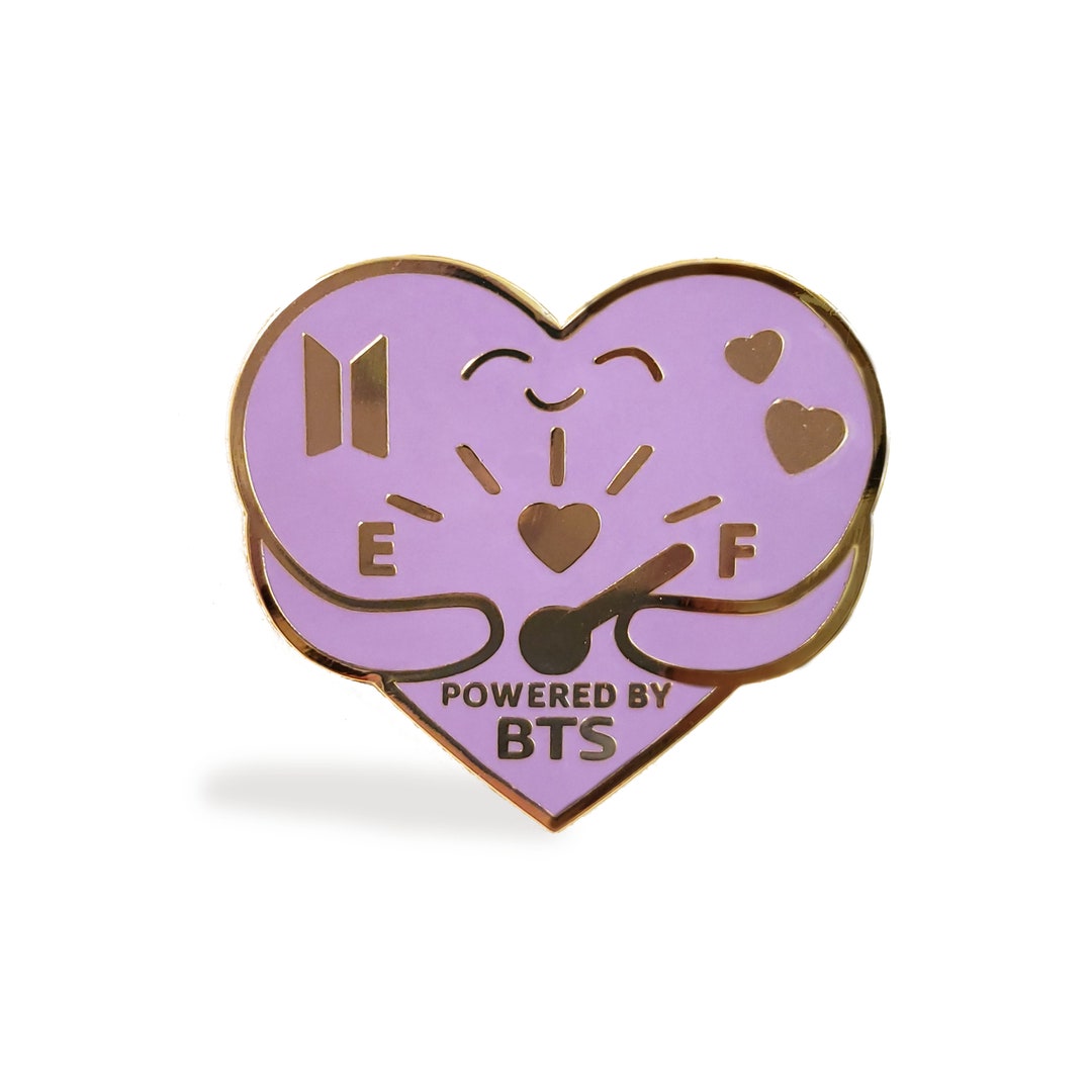 Powered by BTS Enamel Pin Purple Heart Gas Gauge Full of Borahae Gold
