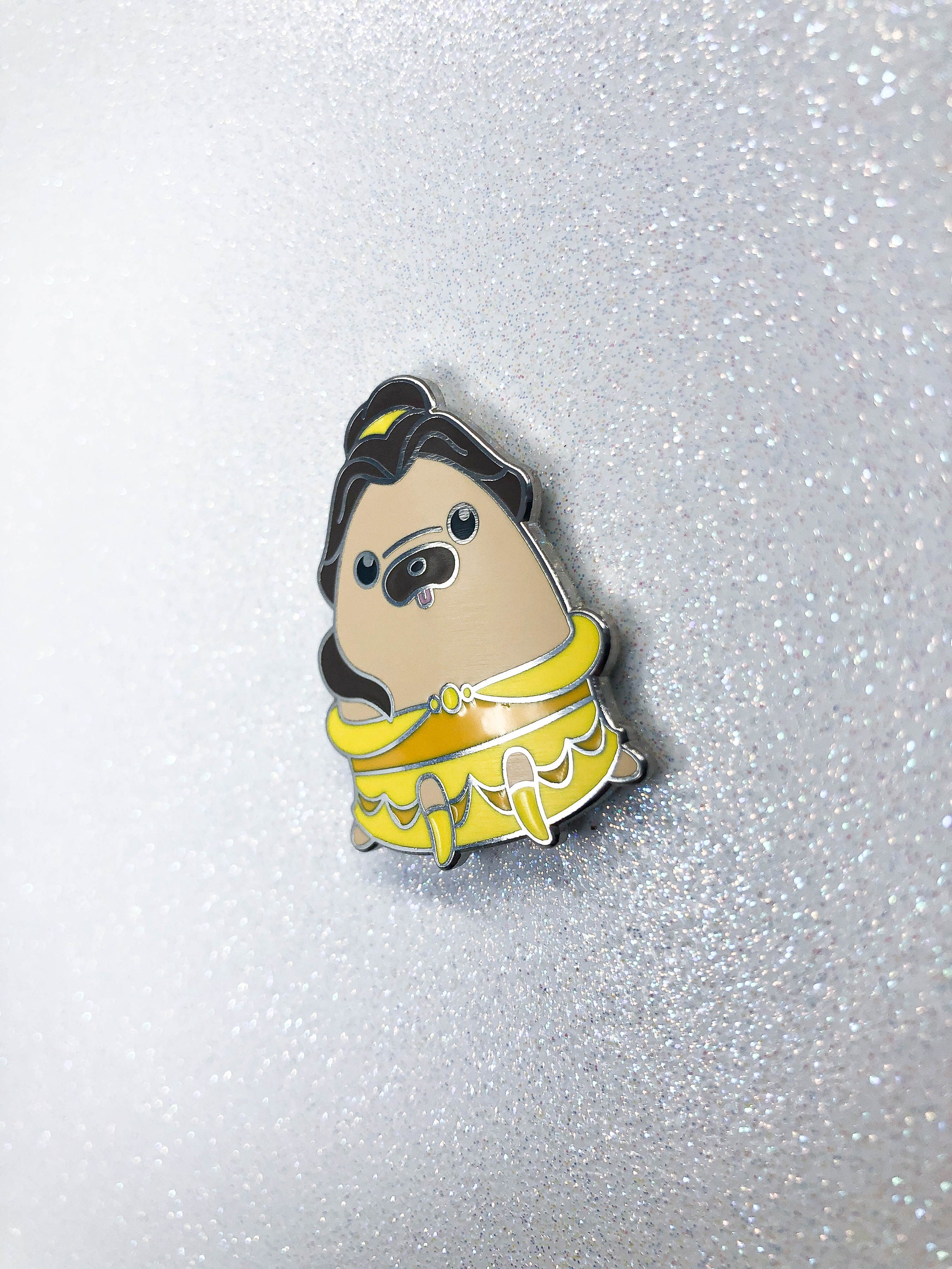 Pug Pin Beauty & the Pug Hard Enamel Lapel Pin, Puggily Ever After, Belle Pin ...