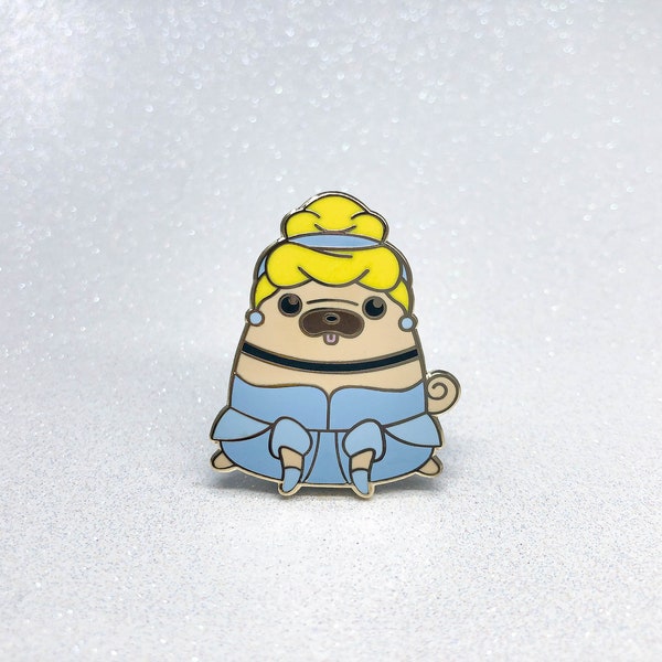 Pugerella Hard Enamel Lapel Pin, Puggily Ever After, Cinderella Pin, Princess Pin, Disney Pin, Pug Pin, Pug Accessory, Disney Accessory