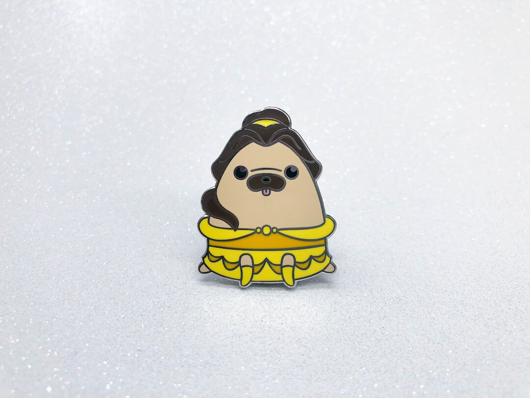 Pug Pin Beauty & the Pug Hard Enamel Lapel Pin, Puggily Ever After, Belle Pin ...