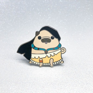 Pugahontas Hard Enamel Lapel Pin, Puggily Ever After, Pocahontas Pin, Princess Pin, Disney Pin, Pug Pin, Pug Accessory, Disney Accessory
