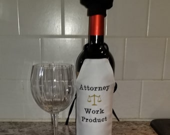 Wine Bottle Apron Embroidered Scales of Justice Attorney Work Product