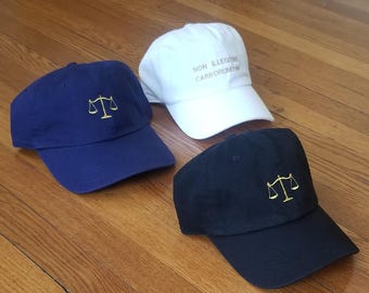 Baseball Cap Embroidered With Scales of Justice  Black or Dark Navy
