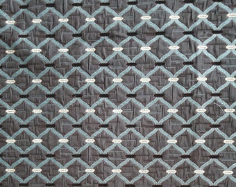 Brown/Turquoise Upholstery Fabric Remnant 1 3/8 Yard
