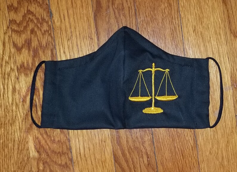 Scales of Justice Face Mask Embroidered Lawyer Attorney