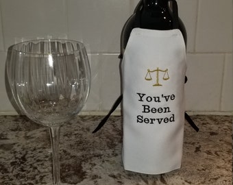 Wine Bottle Apron Embroidered Scales of Justice You've Been Served