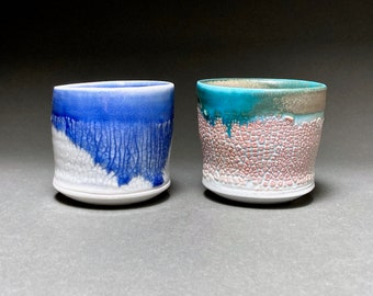 Blau / Grün Schnapsglas, Keramik Schnapsglas, Keramik Schnapsglas, Einzigartiges Geschenk