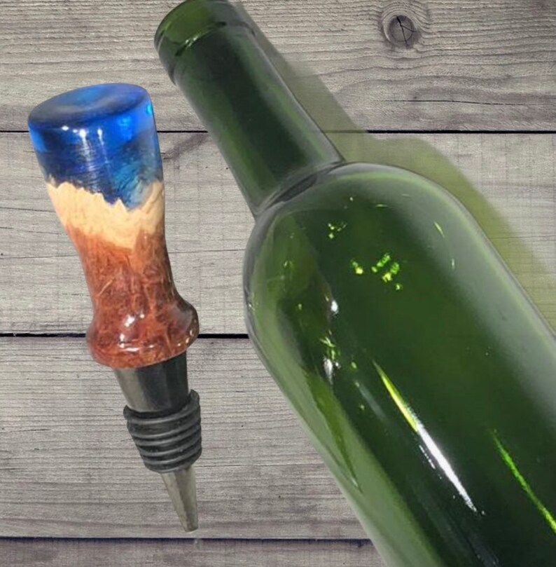 One of a Kind Epoxy ResinWood Wine Stopper. Makes a great Etsy