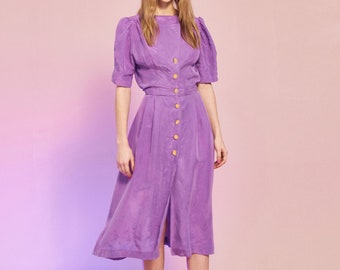 Cupra button dress in purple