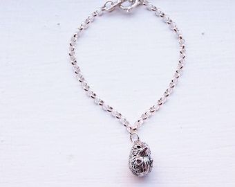 Solid Silver Hedgehog Bracelet, Woodland Animal Jewelry