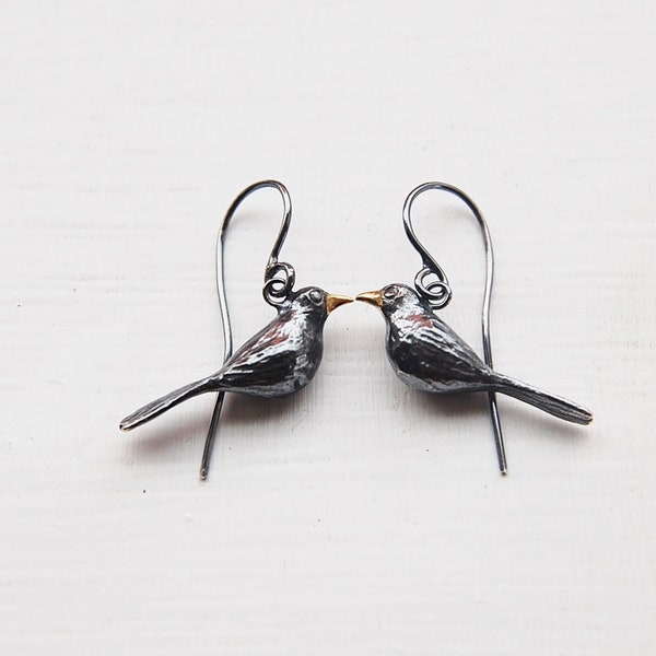 Blackbird Earrings, sterling silver handmade earrings, bird earrings, bird jewellery