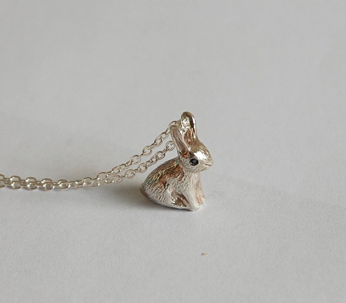 Solid Silver Rabbit Pendant Necklace, Bunny Jewelry (2cm) - Etsy