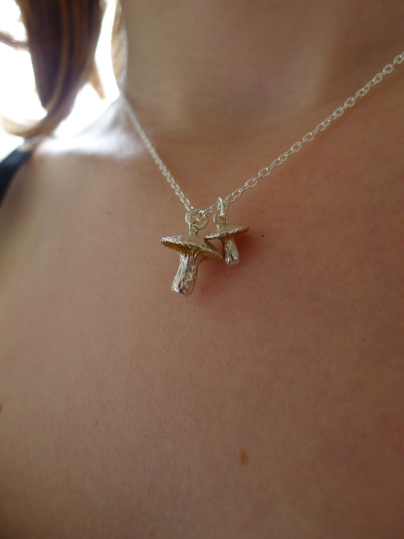 Mushrooms Necklace, Handmade in sterling silver, Mushrooms jewellery, Mushrooms Jewelry image 5