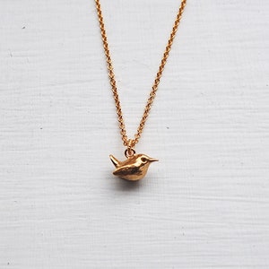 Handmade Wren Necklace Gold Dipped. Wren Necklace. Bird necklace. Gold Bird Necklace. Bird Jewellery. Gold Wren