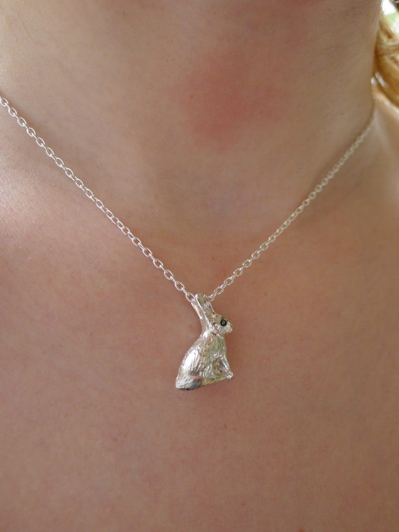 Solid Silver Rabbit Pendant Necklace, Bunny Jewelry (2cm) - Etsy