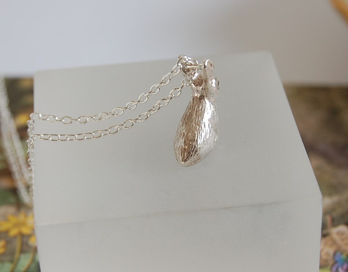 Solid Silver Rabbit Pendant Necklace, Bunny Jewelry (2cm) - Etsy