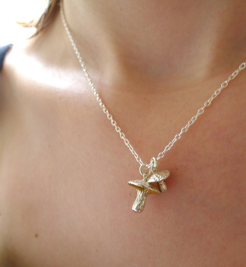 Mushrooms Necklace, Handmade in sterling silver, Mushrooms jewellery, Mushrooms Jewelry image 4