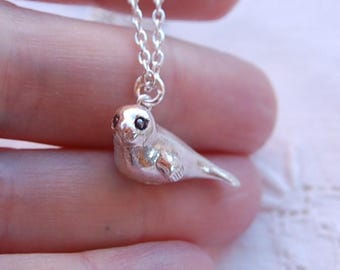Handmade Sterling Silver Seal Necklace, Coastal Jewelry