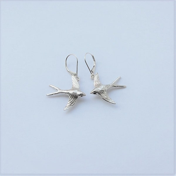 Swallow Earrings sterling Silver, Handmade jewellery, Bird Earrings, Swallow jewellery, Swallow Jewellery