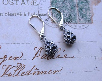 Pinecone Earrings, Pinecone silver earrings,