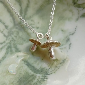 Mushrooms Necklace, Handmade in sterling silver, Mushrooms jewellery, Mushrooms Jewelry