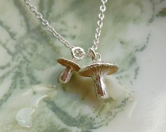 Mushrooms Necklace, Handmade in sterling silver, Mushrooms jewellery, Mushrooms Jewelry