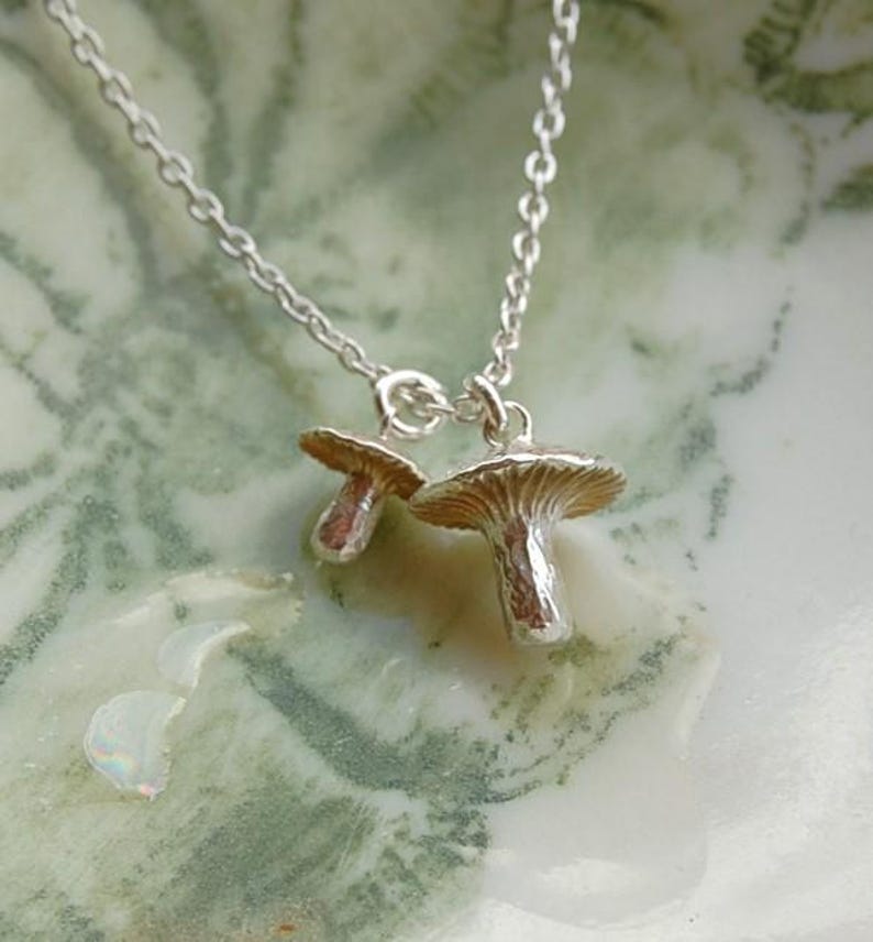 Mushrooms Necklace, Handmade in sterling silver, Mushrooms jewellery, Mushrooms Jewelry image 1