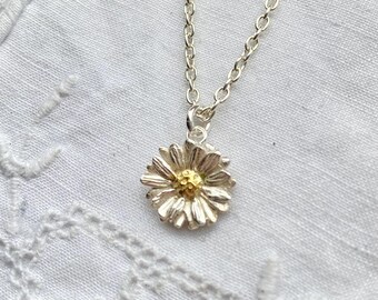 Gänseblümchen Kette. Gänseblümchen Schmuck. Gänseblümchen Schmuck.  Silbernes Gänseblümchen.