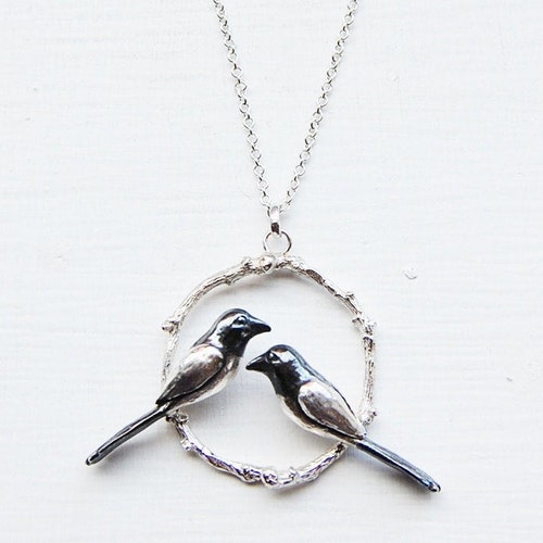 Oxidized Sterling Silver Blackbird Necklace, Gold Dipped Beak - Etsy
